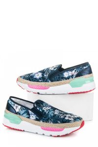 SLIPONY ESPADRYLE NA PLATFORMIE Niebieski