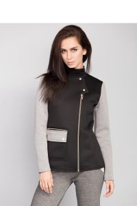 Modna kurtka z kontrastowymi długimi rękawami MM3024 Black