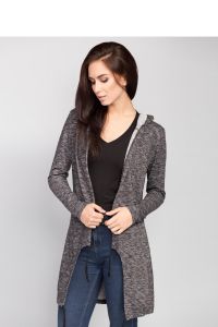 Długi asymetryczny kardigan z kapturem MM3026 Grey