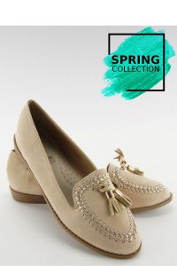 MOKASYNY Z OBSZYWANYMI NOSKAMI SK28P BEIGE