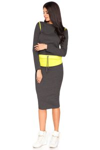 Bluza Damska Model Milena 9 Dark Grey/Limonka